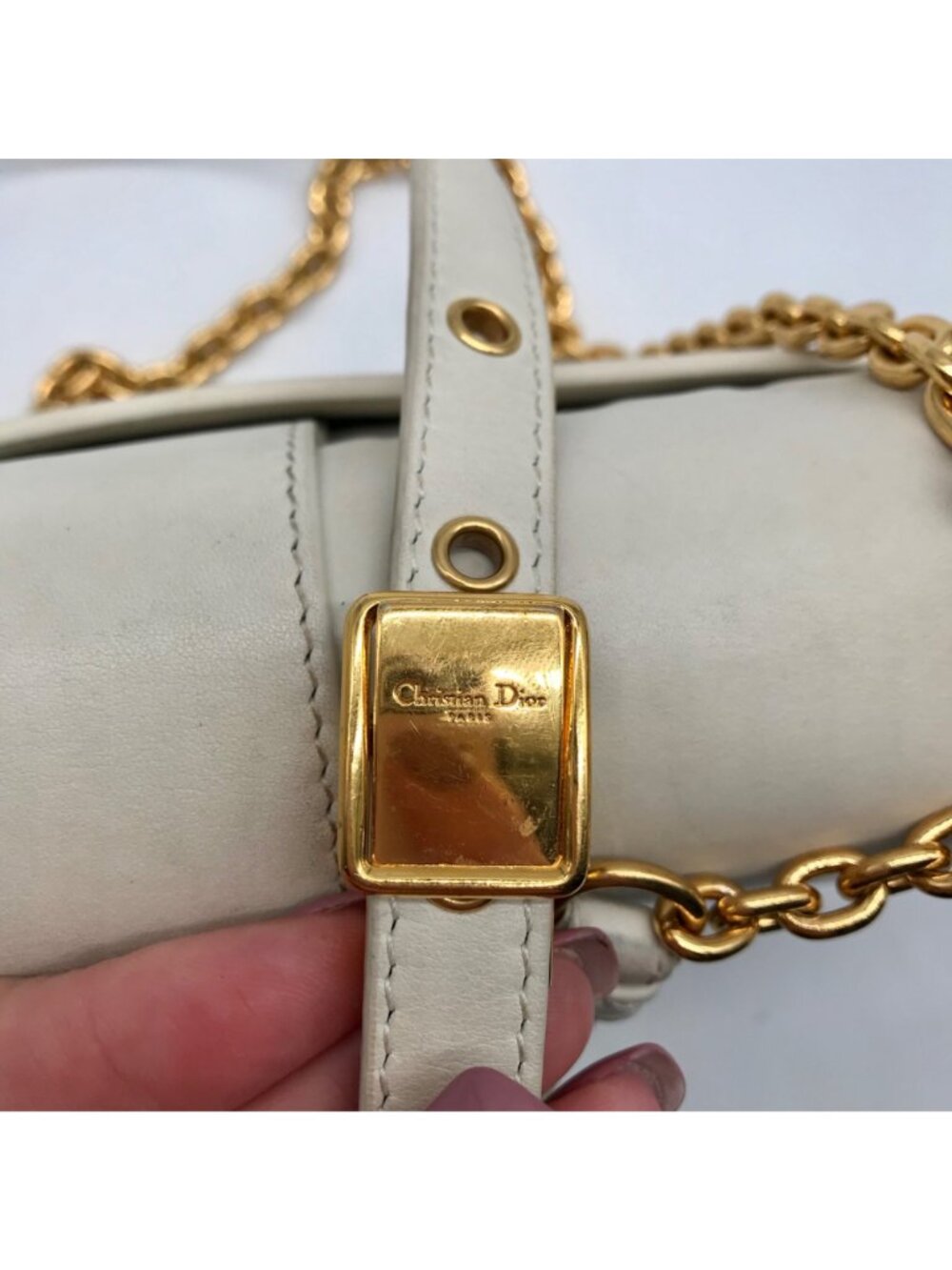 Christian Dior Chalk Leather 30 Montaigne East West Shoulder Bag - Picture 11 of 11